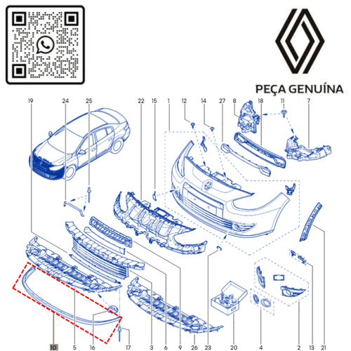 RN 50011R 960150011R Spoiler Saia Do Parachoque Dianteiro Renault Fluence 4